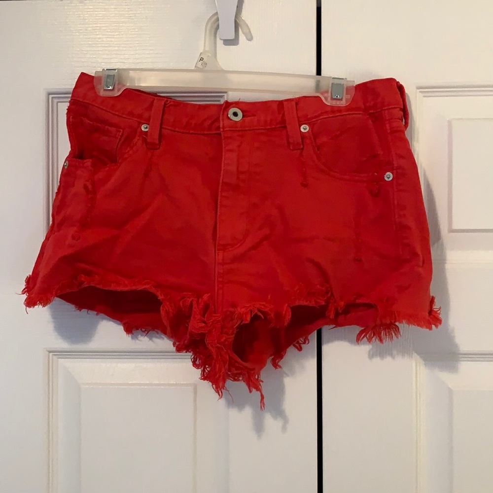 Red Jean shorts